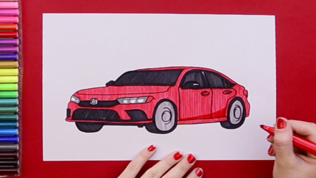 How to draw Honda Civic car - YouTube