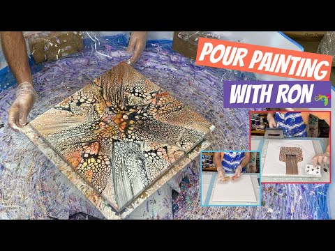 Lovely spun out bloom acrylic pour painting using black cell activator ...
