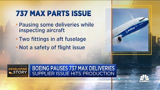 Boeing pauses 737 Max delivery after supplier issues halt production