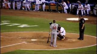 In chipper's final all-star game at-bat of his career, he was greeted
with a standing ovation from the crowd and replied single.