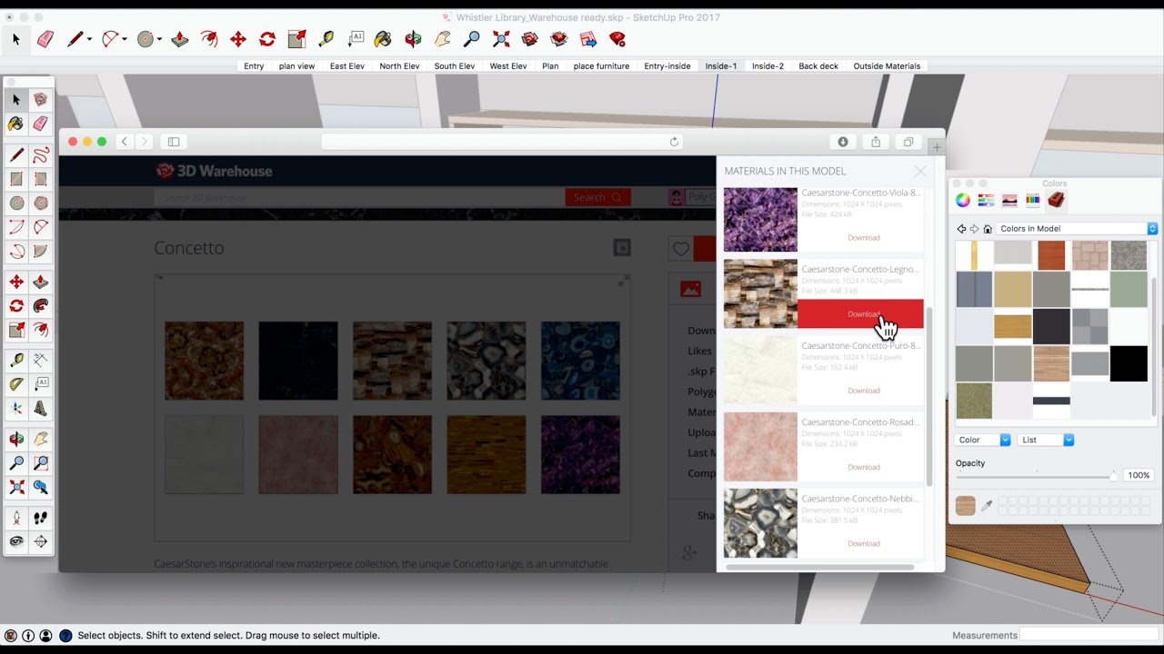Browsing And Downloading Materials Sketchup Help