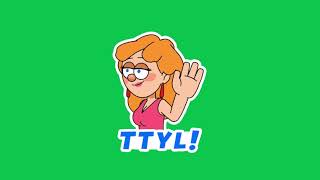 Cartoon Girl Saying - TTYL! - Green Screen Video For Video Editing - Animated GIF