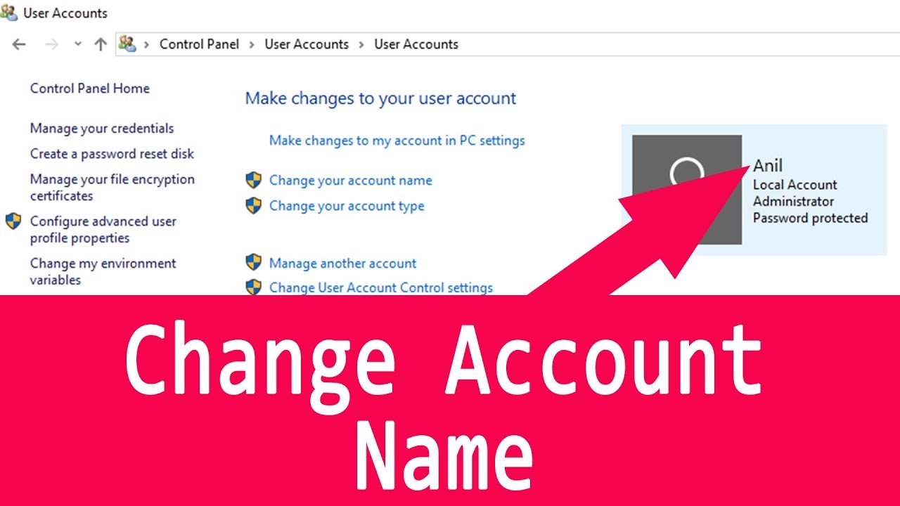 how to change user name on windows