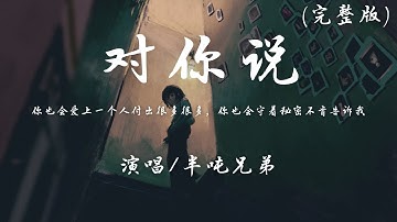 半吨兄弟 - 对你说 (完整版)『你也会爱上一个人付出很多很多，你也会守着秘密不肯告诉我。』【動態歌詞】♪