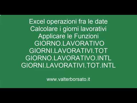 Le date in Excel | Calcolare giorni lavorativi