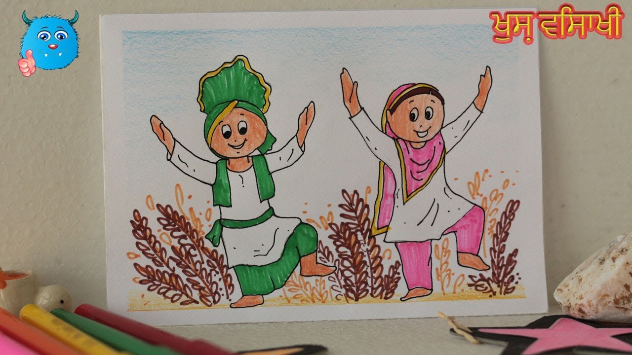 How to Draw Baisakhi Festival Scene Drawing of Vaisakhi Celebration for