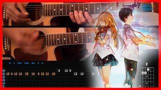 Hikaru Nara - Shigatsu wa Kimi no Uso Opening (Chords) Acoustic Guitar Lesson [Tutorial + TAB]