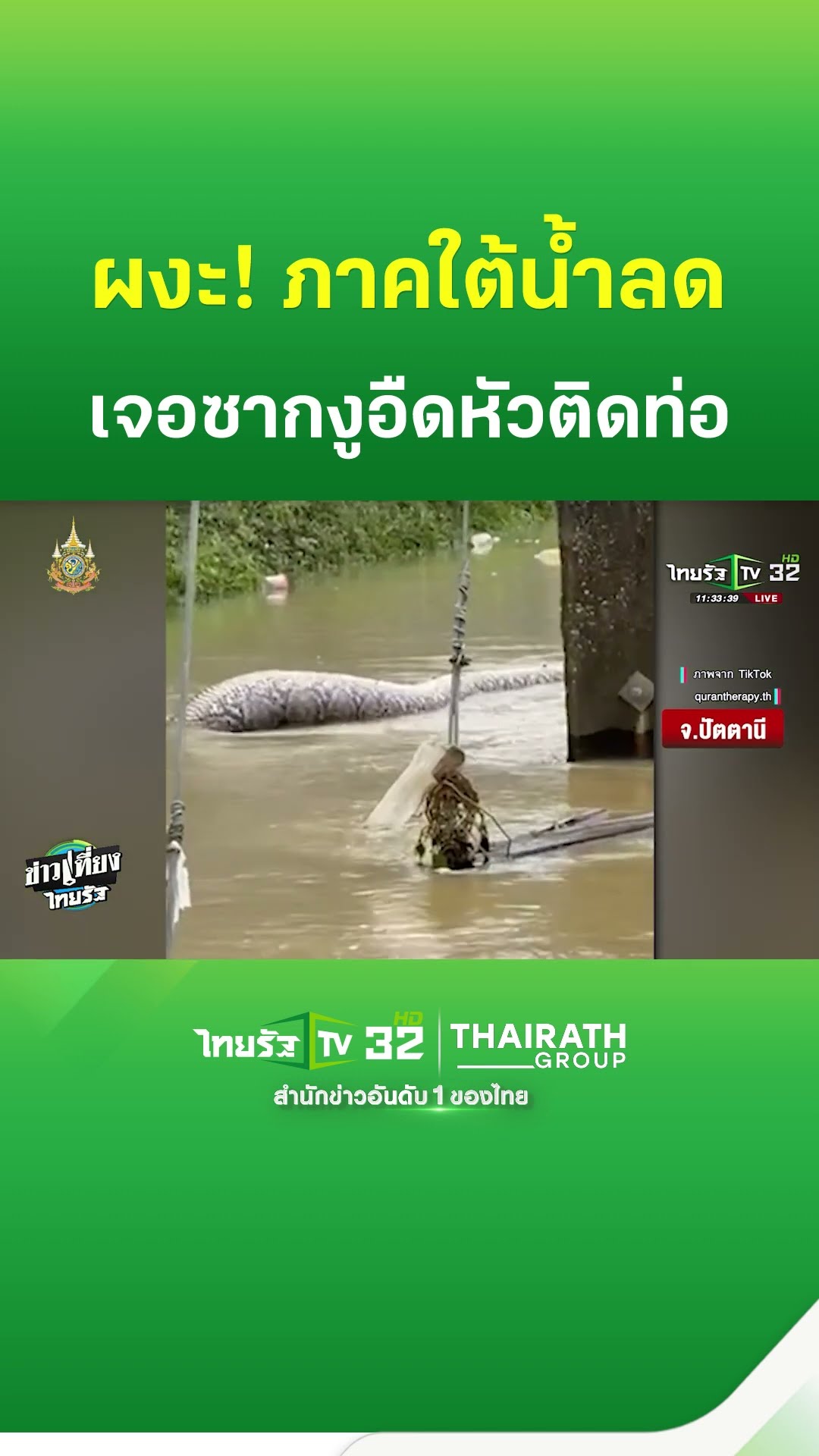 ผงะ! น้ำลดเจอซากงูอืดหัวติดท่อ | ThairathTV