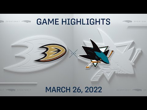 NHL Highlights | Ducks vs. Sharks - Mar. 26, 2022