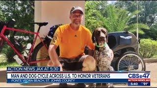 Man and dog cycle across U.S. to honor veterans