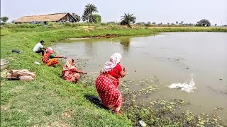 Fishing Video || Village girls & man  have special experience in fishing || Fish catching trap