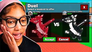 TOXIC SCAMMER CRIES After I Win HIS DRAGONS in Steal a Brainrot Duels!