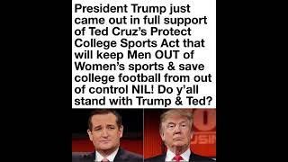 Trump backs Ted Cruz's college sports bill, renewing debate over women's sports and NIL reform.