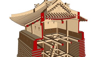 DIY Architectural Miniature+LED💡 (Assembly Sequence)"Watch Tower"of Korean Fortress, with SKETCH UP