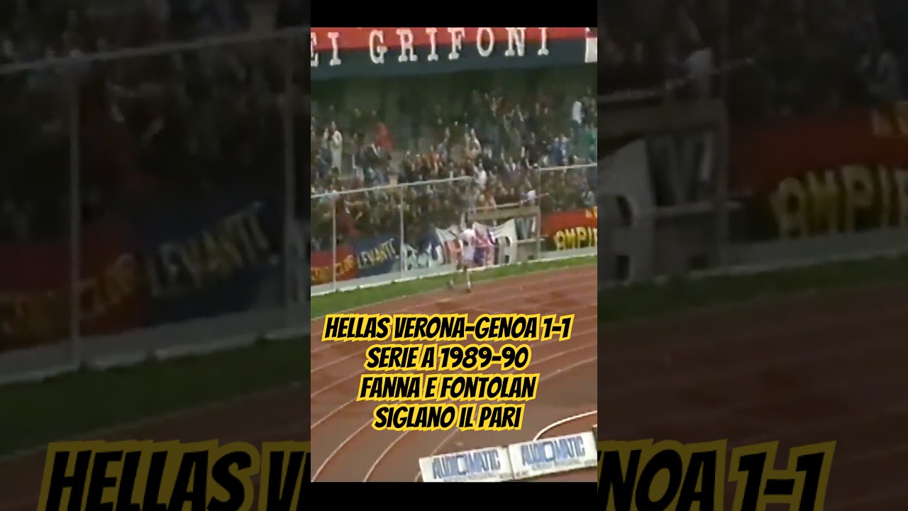 HELLAS VERONA-GENOA 1-1 SERIE A 1989-90 FANNA E FONTOLAN SIGLANO IL PAREGGIO TRA LE DUE SQUADRE