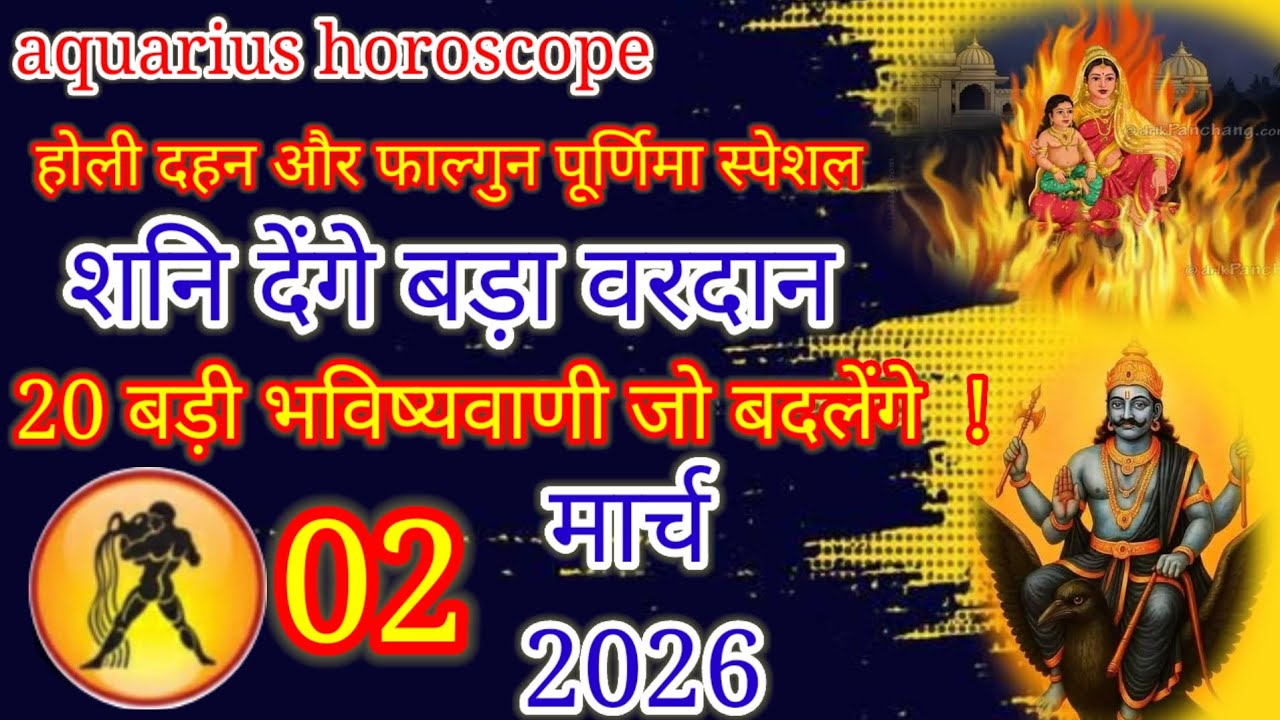 Aquarius Horoscope March 2, 2026 | Big Blessing from Shani Dev & Holi Special Predictions! #kumbh