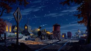 a peaceful autumn night at a 1950s train station with soft oldies playing in another room screenshot 5