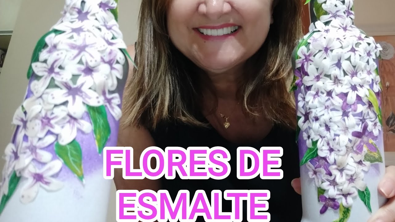 DIY-FLORES DE ESMALTE DECORE GARRAFAS.
