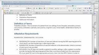 Meaningful Use Menu Measure # 8: Transition of Care Summary