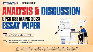 Open Session on Analysis & Discussion of UPSC Civil Services Mains 2023 Papers | Essay |6th Oct, 1PM