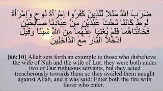 ضَرَبَ اللَّهُ مَثَلًا لِّلَّذِينَ كَفَرُوا امْرَأَتَ نُوحٍ وَامْرَأَتَ لُوطٍ ۖ