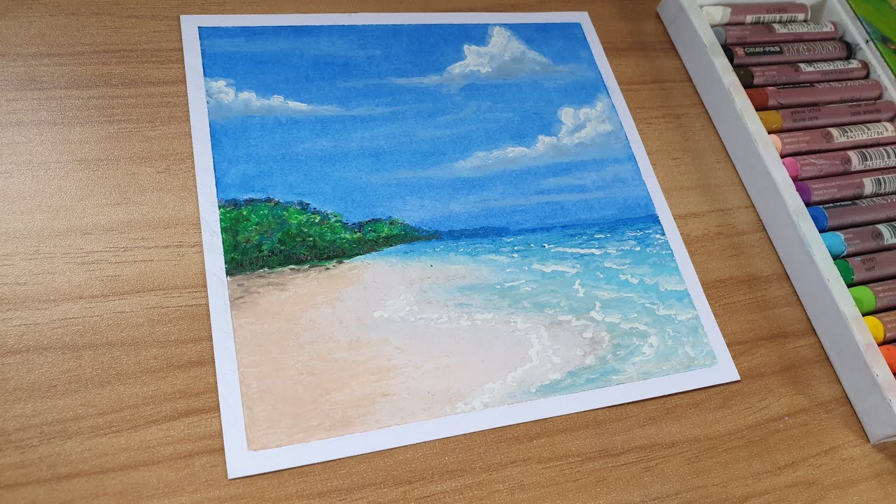 Oil Pastel Drawing for Beginners | Beautiful Beach - YouTube