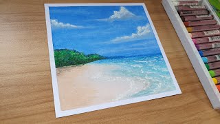 Oil Pastel Drawing for Beginners | Beautiful Beach