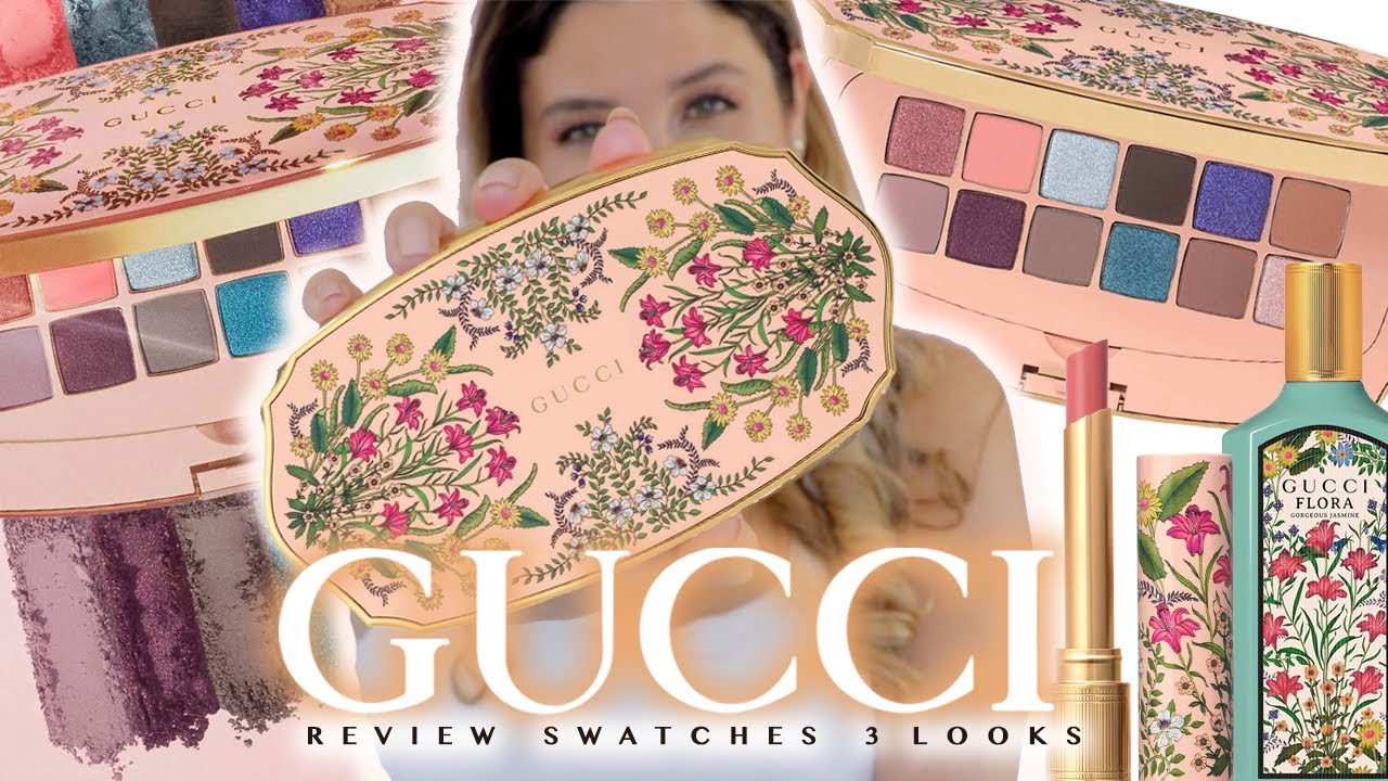 GUCCI GORGEOUS FLORA EYESHADOW PALETTE REVIEW SWATCHES 3 LOOKS GUCCI  GORGEOUS FLORA JASMINE PERFUME - YouTube