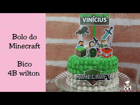 bolo minecraft : com chantilly fácildecorar 