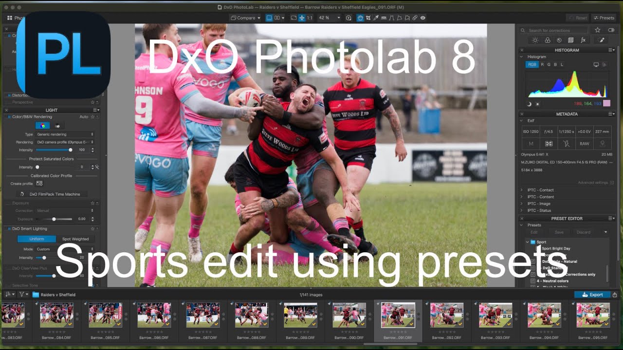 DxO Photolab 8 sports photography edit using presets - YouTube