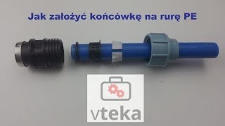 How to connect a blue PE pipe to water with screw fittings