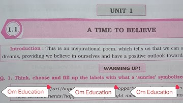 8th STD English Workbook Chp 1.1 A Time To Believe @omeducation8606