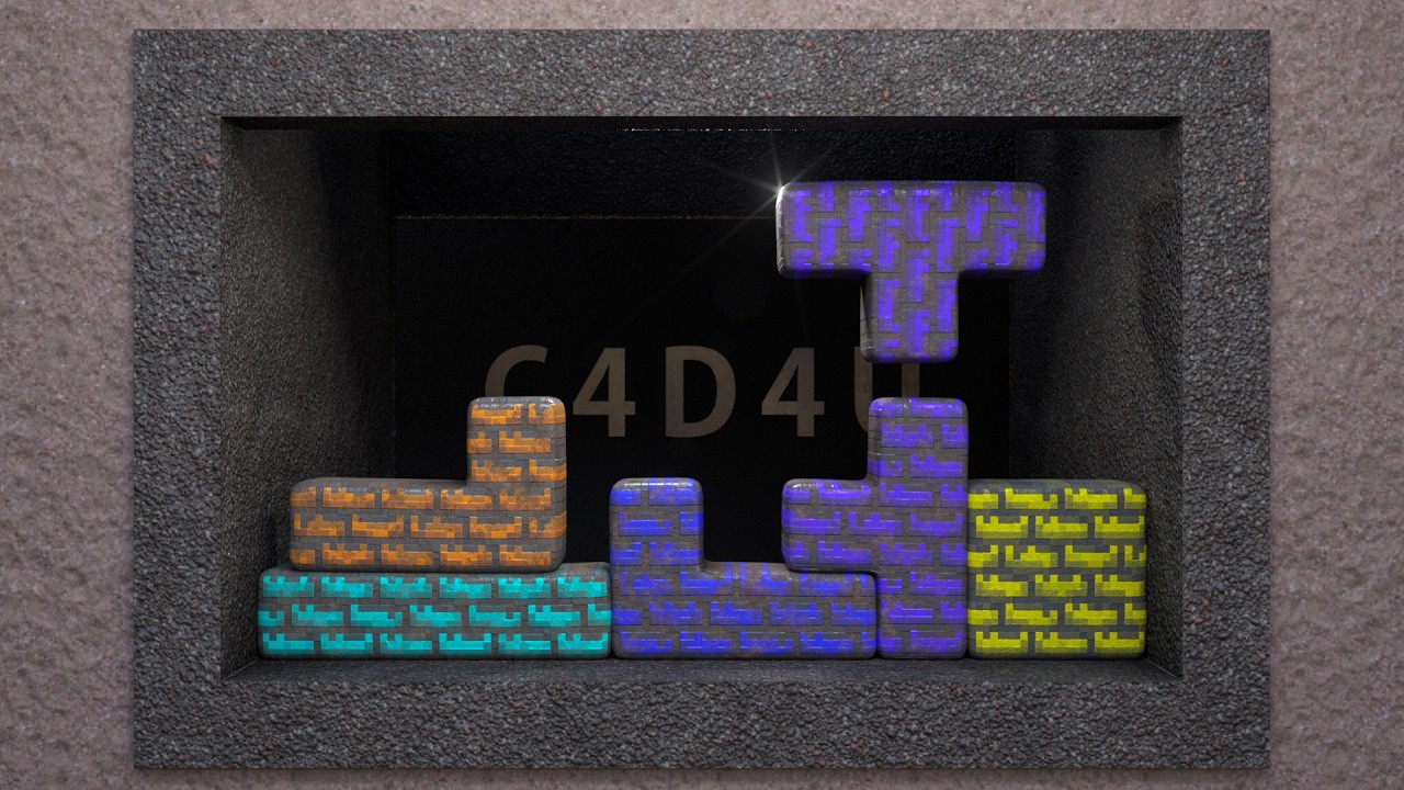 Softbody Tetris V45: Minecraft Style | Satisfying Physics Simulation ❤️ C4D4U