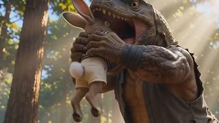 4 Komodo dragons stampede Swallow all the furry villagers vore animation