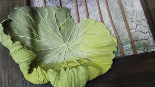 How to make big-sized Lotus leaf. Basic technique of lotus leaf making with sculpture paste.