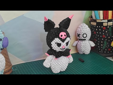 ORIGAMI 3D KUROMI || HOW TO MAKE 3D KUROMI ORIGAMI || HELLO KITTY