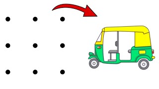 Auto Rickshaw रिक्षा Drawing चित्र From 9 Dots डॉट्स से आसानीसे बनाना सिंखे | Dots Drawing screenshot 2