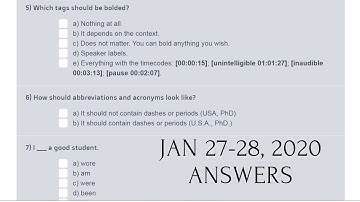GoTranscript Quiz Answer  - Jan 27-28, 2020