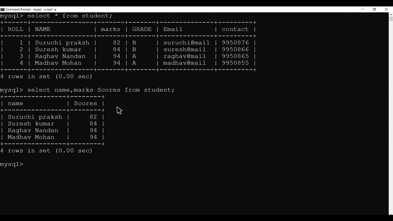 How to Set Column Alias Name to a Table Query MySQL ORACLE SQL YouTube