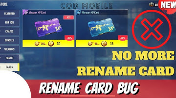 RENAME CARD PROBLEM CODM | HOW TO CHANGE NAME AFTER THIS