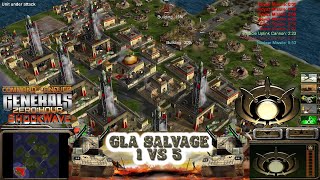 Command & Conquer Generals ShockWave  GLA Salvage 1 vs 5 HARD Generals  Gameplay