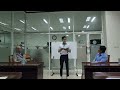 Mr. Thammavong practiced introducing himself properly at the APB Headquarter on July 27, 2023.