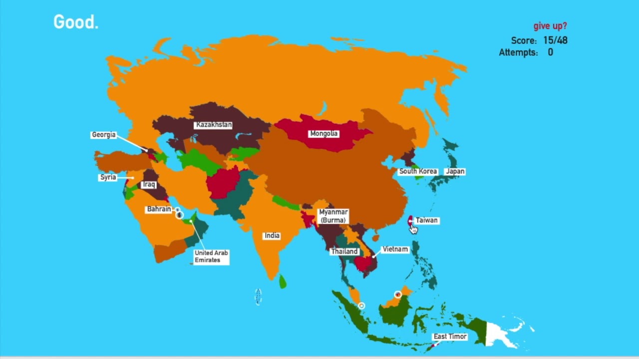 Asia Countries Map Quiz 