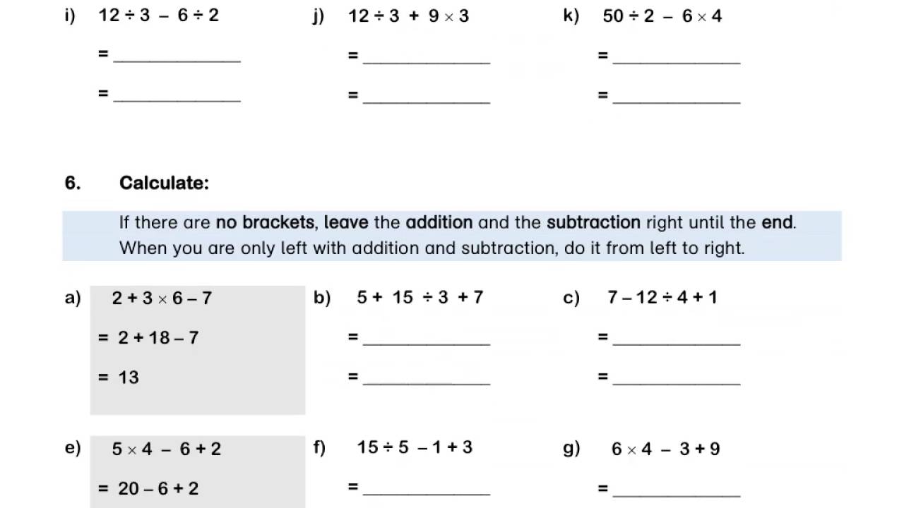 back to basics order of operations bodmas youtube