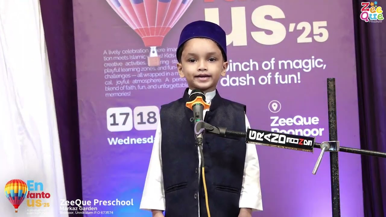 ARABIC SPEECH BY MZQ KID | Enfantous'25, ZeeQue Preschool, Poonoor.