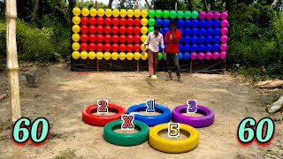 Ball Throw Challenge 🔥 60 vs 60 Balloon Game | Tyre Target Challenge | Village Fun Game 2026 screenshot 4