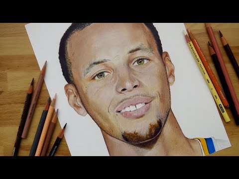 Drawing Stephen Curry (Golden State Warriors) / How to draw a face with