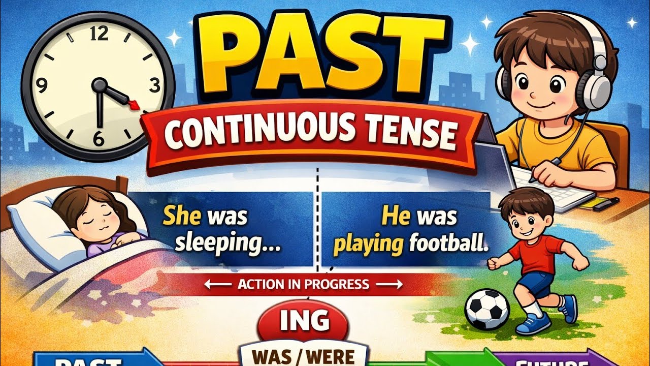 Past Continuous Tense | Was/Were + V-ing | English Grammar with Examples