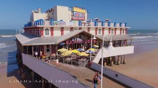 Aerial video of Joe's Crab Shack in Daytona Beach, Florida.  Mavic 3 Pro