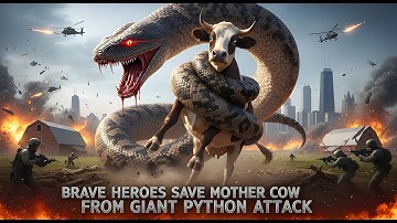 Brave Heroes Save Hyperactive Mother Cow from Giant Python’s Terrifying Attack 🐍